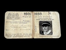 Antique Tram Pass 1932–1933 RIGA LATVIA First Latvian Republic Pre-War Document picture