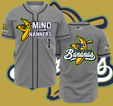 New Savannah Bananas Baseball Jersey Team AOP 3D Gray A45 picture