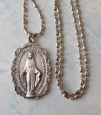 Gorgeous XL Miraculous Medal  rose border pendant 30