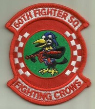 60TH FIGHTER SQ USAF PATCH FIGHTING CROWS WAR AIRCRAFT PILOT CREW READ FULL AD picture