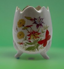 Vintage Retro MCM Inarco Floral Cracked Egg Footed Vase E-6371 Butterfly 🦋 Cute picture