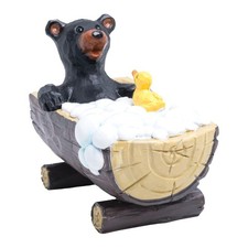 Lipco Bear in Bubble Bath Figurine with Rubber Duck Black Brown White Yellow picture
