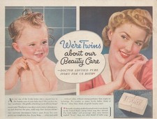 Vintage 1941 Ivory Soap Print Ad WWII Era Mother Baby 1940s Laundry Room Decor picture