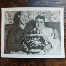 Cute Couple Season's Greetings Christmas / Vintage Snapshot Found Photo picture