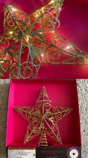 NEW Christian Siriano NY Lighted Holiday Christmas Tree Topper Gold w/ Glitter picture