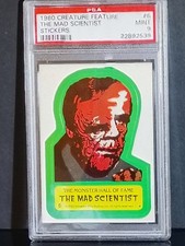 🔥 1980 Topps Creature Feature #6 MAD SCIENTIST PSA 9 MONSTER Horror Sticker picture