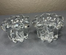 Set of 2 Vintage KIG Indonesia Beaded Clear Glass Candle Holders picture