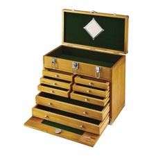 Vintage Style Wooden Machinist Tool Chest Wood Top 8 Drawers Old Fashioned picture