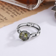 925 Silver Inlaid Zircon Vintage Ring picture