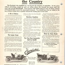 1910 Willys Overland Model 38 Car Print Ad Toledo Ohio $1000 4-Cylinder 25-HP picture