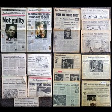 Vintage Newspaper Lot 1904-1998 OJ Verdict Shuttle Crash JFK Clinton Ali History picture