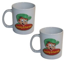 Vintage Lucky Charms Mug Irish Clover Leprechaun Mugs St. Patrick’s Day Set of 2 picture
