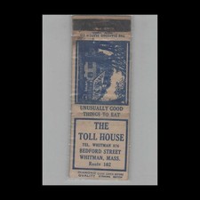1930s Matchbook Cover Diamond Quality The Toll House Whitman MA Choc Chip Cookie picture