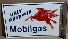 Mobilgas Porcelain Enamel Sign  18 x 10 Inches 2 Sided picture