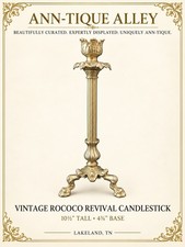 Vintage 10.5” Candlestick - Rococo Revival Brass-Tone Tripod picture