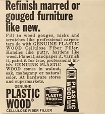 1971 Genuine Plastic Wood Filler PRINT AD Refinish Furniture VTG 1970s 3x3” picture