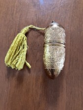 Vintage Austrian Metal Bullet Shaped Sewing Kit Etui with Etching picture