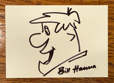 Bill Hanna Autograph & Sketch, Fred Flintstone, Signed, Hanna-Barbera picture