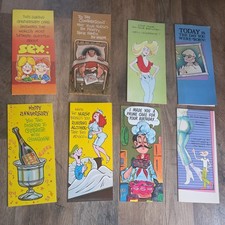 Vintage 70s Funny Greeting Card Lot Of 8 Unused 3.75x9.25 Long NO Envelopes picture