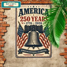 Celebrating America History Patriotic Vintage Metal Wall Plaque picture