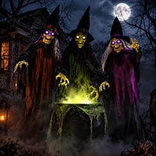 Haunted Hill Farm 5.91-ft Freestanding Talking Lighted Willow, Wilma and Winney picture