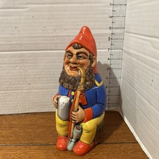 Rosskopf & Gerz Gnome Smoking Pipe .5 L Ceramic Antique Beer Stein West Germany picture
