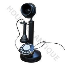 Antique Replica Candlestick Landline Telephone Heavy Duty Brass & Iron Phone. picture