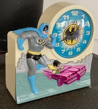 1974 Batman and Robin Talking Alarm Clock Janex DC Comics *WORKING* W/Video picture