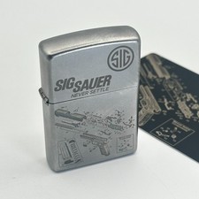 Sig Sauer Custom Zippo Lighter | Satin Chrome Zippo + Card | Made In USA picture