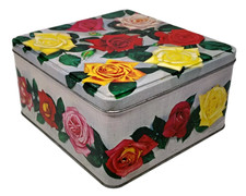 VTG Carrs Carlisle Large Biscuit Tin Box Floral Roses Storage Decor England 9