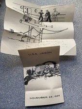 Vtg 1944 & 1945 Thanksgiving Dinner  Menu USS JASON  ARCH-1 Ship Navy USN picture