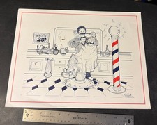 Vintage Barber Shop Comical Lithograph Print  12x16 picture
