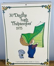Vintage 1975 30 Dayths Hath Theptember Calendar Anne Wingert Drawing Board picture