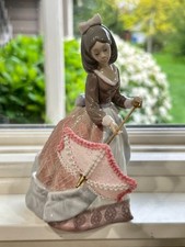 Retired Lladro 5210 Daisa 1983 Girl Bow Lace Parasol Umbrella Porcelain Figurine picture
