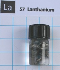 1 gram 99.5% Lanthanum metal pieces in glass vial element 57 sample picture