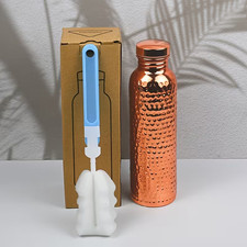195G Pure Copper Water Bottle -  Hammered Finish - Ayurvedic Health USA picture