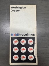 Mobil Washington Oregon Travel Map 1972 Rand McNally Vintage Gas Station picture