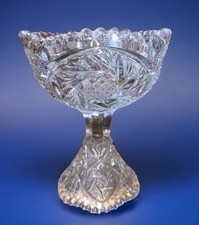 Imperial Glass Clear Star & Cane #91 Footed Pedestal Compote 6
