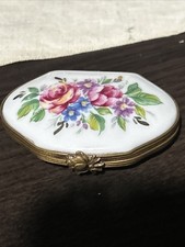 vintage Limoges France Hand Painted Trinket Box Peint Main Pierre Rose Clasp picture