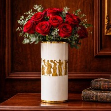 Nice Cylinder Antique Neoclassical Porcelain Gold White Vase Gerold Porzellan picture