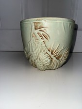 McCoy 40s Planter Pot Pinecone Jardiniere Blue Green Brown Vtg MCM Cottagecore picture