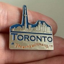 Vintage Toronto Skyline Lapel Pin CN Tower The World Within A City Souvenir picture