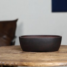 8.9in Chinese Classical Yixing Zisha Clay Natural Planter, Handmade Bonsai Decor picture