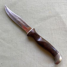 Cutco 1769 Hunting Knife Wood Handle Brown Vintage #1769 10-1/4” Long No Case picture