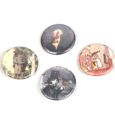 Vintage Artistic Portrait Pinback Set 4pc Americana Historical Figures 1