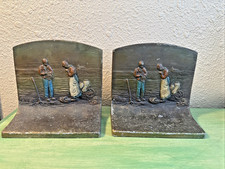 Vintage K & O 1925 -ANGELUS- Polychrome Bronze Bookends Set picture