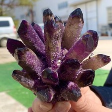 437G Natural Crystal New Find purple PhantomQuartz Cluster Specimen picture