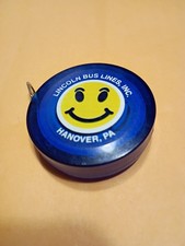 Lincoln Bus Lines Inc Hanover PA Blue Plastic 5 Foot Tape Measure Smiley Face picture