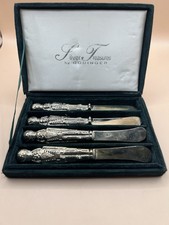 Silver Treasures by Godinger Nutcracker Cheese Butter Knives Silver Plate Set 4 picture