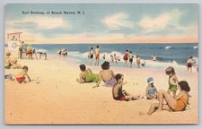 Postcard Beach Haven New Jersey Surf Bathing at Beach Haven LBI 1950 picture